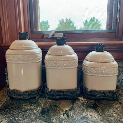 Lot #608 Drake Three Piece Canister Set 