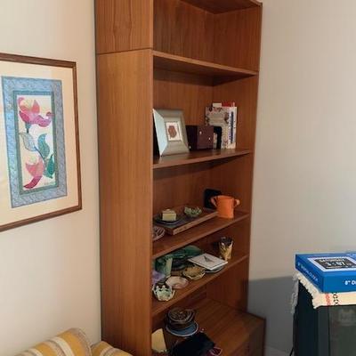 PAIR of HofD Teak Bookcases with fold down desk area and storage 35