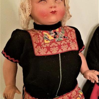 Lot #149  Pair of Vintage Dutch Dolls - Boy and Girl - Wooden Shoes