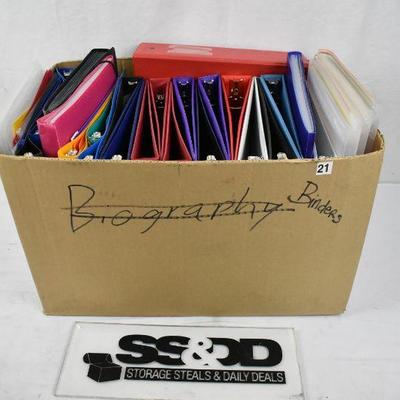 Box of Binders & Paper Organizers