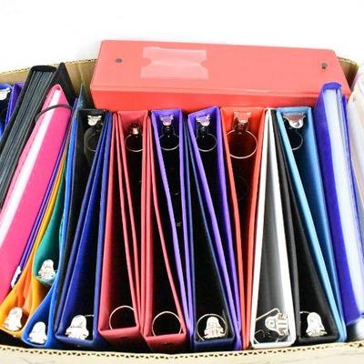 Box of Binders & Paper Organizers