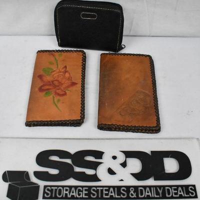 3 Leather Wallets, 2 look handmade