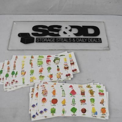 30 Sticker Sheets. Dole Fruits & Vegetables. 2 different sheets, 15 of each