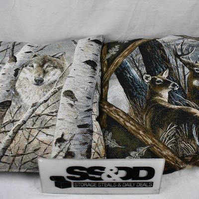 2 Large Decorative Pillows with WIldlife Images, approx 24" x 24" each