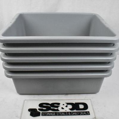 Heavy Duty Bus Boxes, Gray, Qty 5: 21.5x17.1x7" (Bakers & Chefs by Rubbermaid)