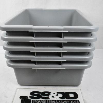 Heavy Duty Bus Boxes, Gray, Qty 5: 21.5x17.1x7" (Bakers & Chefs by Rubbermaid)