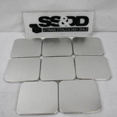 8 Slim Metal Containers 5.5" x 4 7/8" x 7/16"