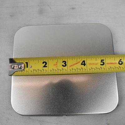 8 Slim Metal Containers 5.5" x 4 7/8" x 7/16"