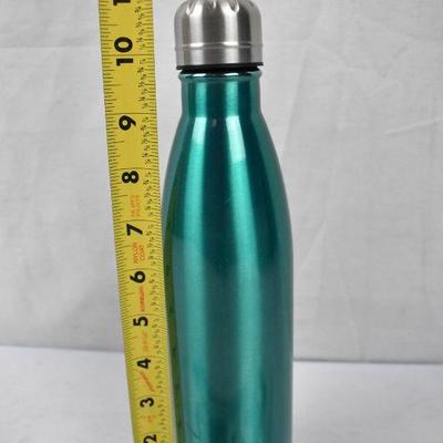 Metal Water Bottle, Teal. Clean