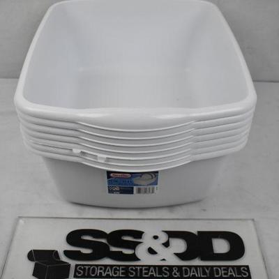 7 White Dishpan Bins by Sterilite, 12 qts each