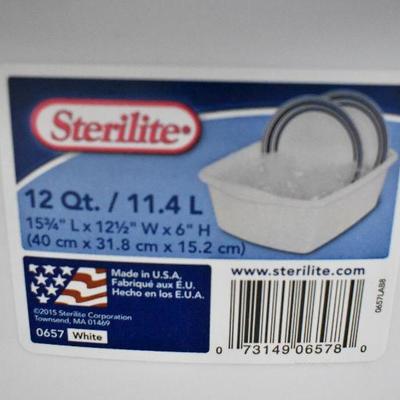 7 White Dishpan Bins by Sterilite, 12 qts each