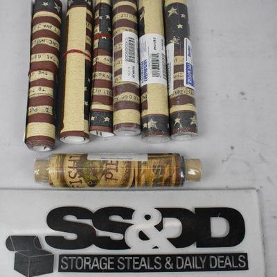 Wallpaper Borders, 7 Rolls. 6 patriotic (3 open 3 new) and 1 New Fishing