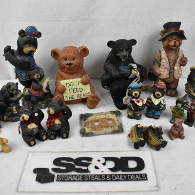 19 Bear Figurines & Decor. 4 small ones are dated "2004"