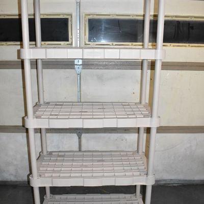 Tan Plastic Shelving. 6' Tall 3' Wide 18" Deep