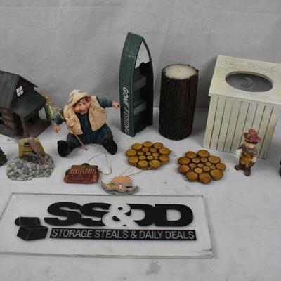 13 pc Outdoor Themed Decor: Fishing, Camping, etc