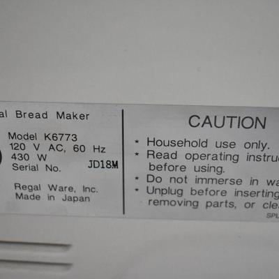 Regal Kitchen Pro Collection Bread Maker, tested, works