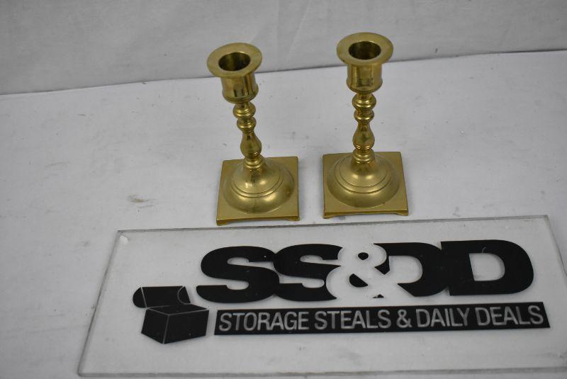 2 Brass Candlestick Holders "Made in Hong Kong"