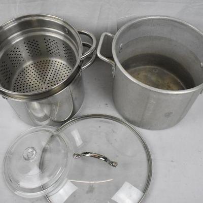 5 pc Cooking: 3 Metal Pans & 2 Glass/Metal Lids