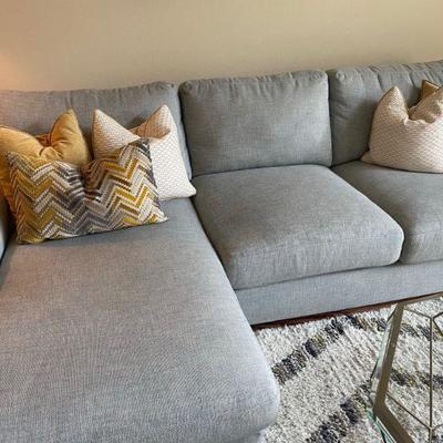 Pottery Barn Couch - Big Sur Square Arm Upholstered Right Arm Sofa with  Chaise Sectional and Bench Cushion, Sunbrella Performance Chenille, Fog |  EstateSales.org