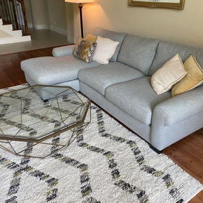 Pottery Barn Couch - Big Sur Square Arm Upholstered Right Arm Sofa with Chaise Sectional and Bench Cushion, Sunbrella Performance...