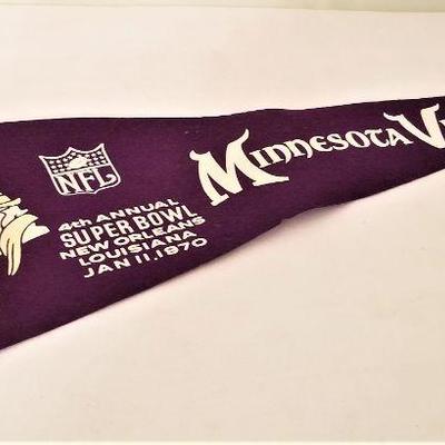 Lot #153  Vintage Felt Pennant - 1970 Sugar Bowl - Minnesota Vikings