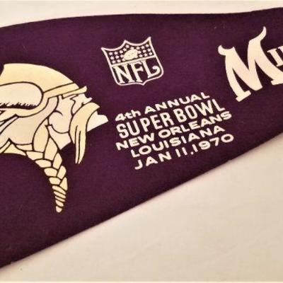 Lot #153  Vintage Felt Pennant - 1970 Sugar Bowl - Minnesota Vikings