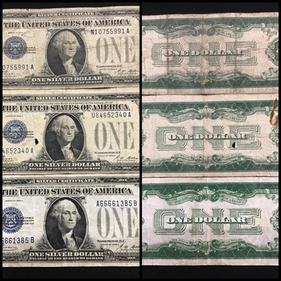 Lot of 3 1928 $1 One Dollar Bill - Funny Back  