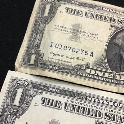 Lot of 2 1957 $1 One Dollar Silver Certificate- US Bill Currency 