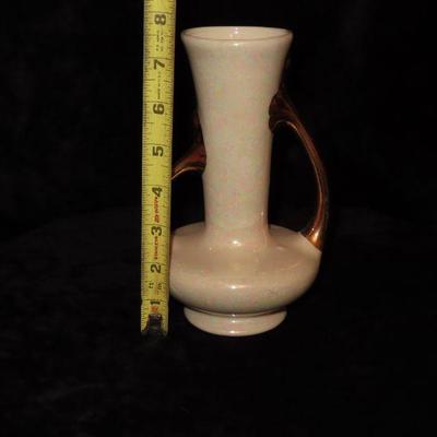 Vintage Opalescent Pottery Vase with Gold Gild Handles