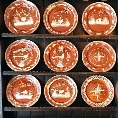 Vintage Mexican Pottery Tonala Aldana Plates (Nine)