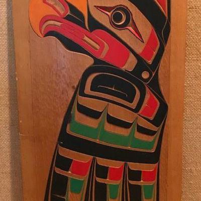 Carved Wood Eagle by Inuit Artist Stan Wamiss