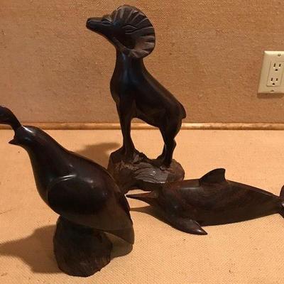 Lot of Three Carved Wood Figures