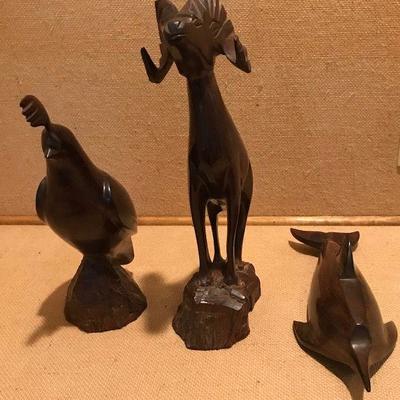 Lot of Three Carved Wood Figures
