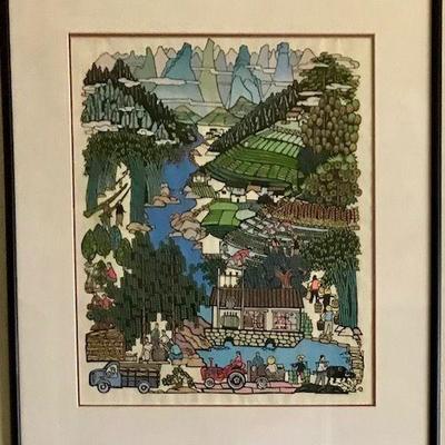 Framed Chinese Paper Cuttings People's Revolutionary Art #1
