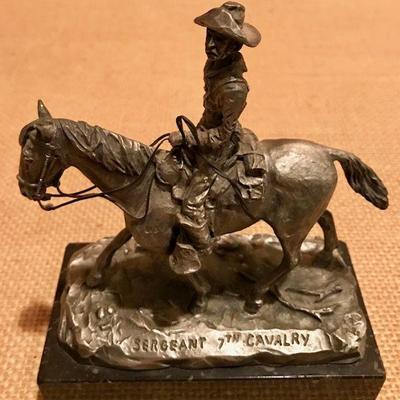 Sergeant 7th Cavalry Worcester Pewter Sculpture by Philip Kraczkoivski