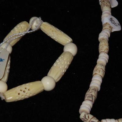 Bone Necklace and Bracelet 