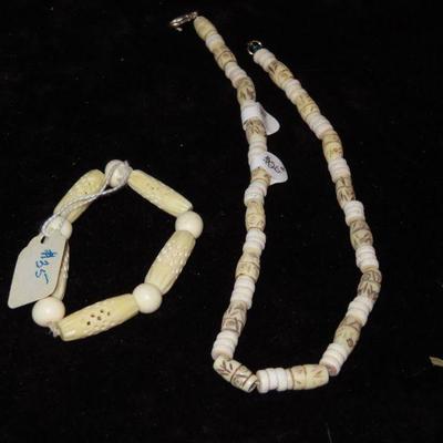 Bone Necklace and Bracelet 