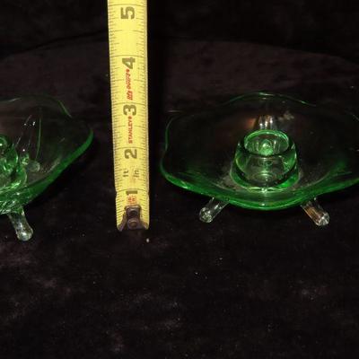 Green Glass Candle Holders