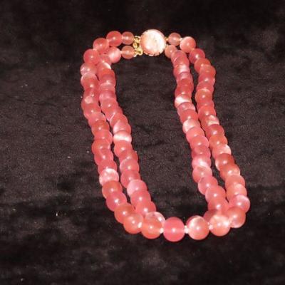 Vintage Pink Beaded Necklace 