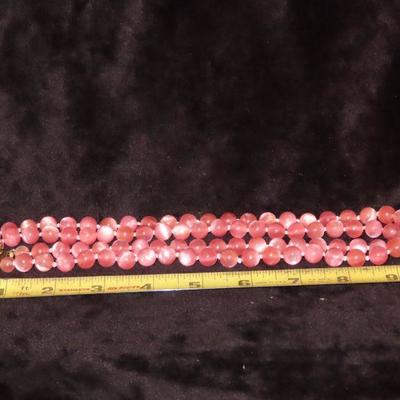 Vintage Pink Beaded Necklace 