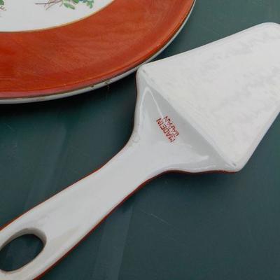 " vintage Japanese Cake serving dish and server".