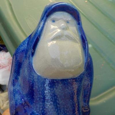 " Eldreth Pottery Cobalt Salt Glazed Santa"