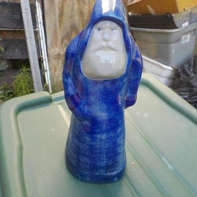 " Eldreth Pottery Cobalt Salt Glazed Santa"
