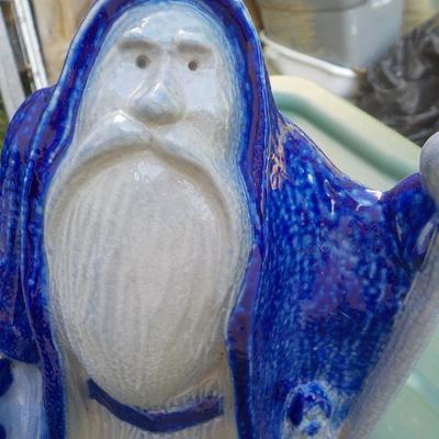 " Eldreth Pottery Cobalt Salt Glazed Santa"