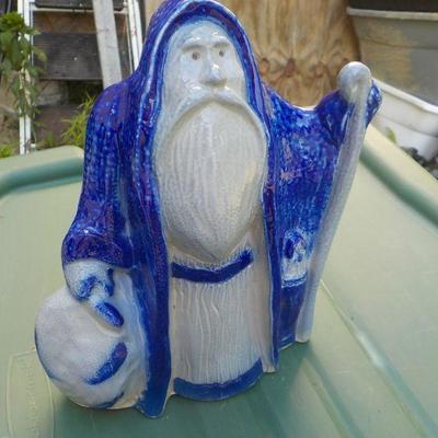 " Eldreth Pottery Cobalt Salt Glazed Santa"