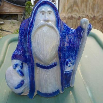 " Eldreth Pottery Cobalt Salt Glazed Santa"