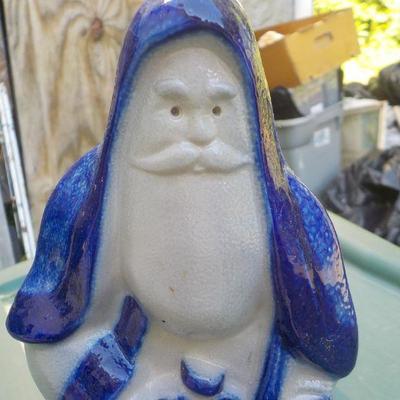 " Eldreth Pottery Cobalt Salt Glazed Santa"