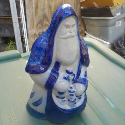 " Eldreth Pottery Cobalt Salt Glazed Santa"