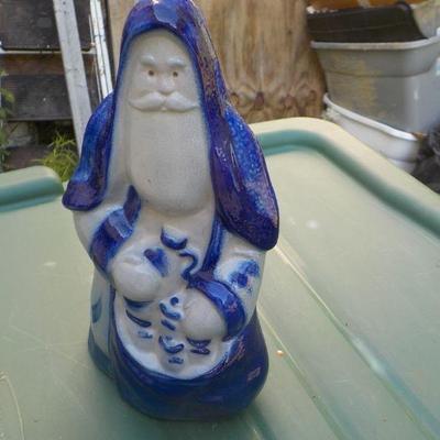 " Eldreth Pottery Cobalt Salt Glazed Santa"