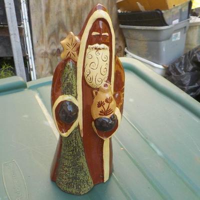 " Eldreth Pottery Cobalt Salt Glazed Santa" Red clay special.